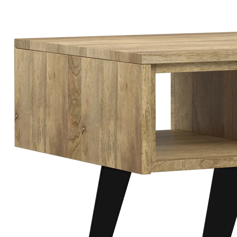 Table basse moderne rectangulaire WYNDENHALL Mitchell en BOIS MASSIF et métal, 48 pouces de large - 48 L x 22 P x 18 H