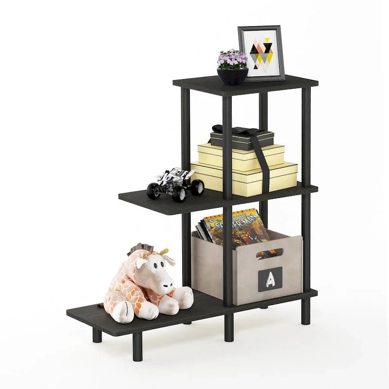 Furinno Turn-N-Tube Table d'appoint de canapé 3 étages, Espresso/Noir