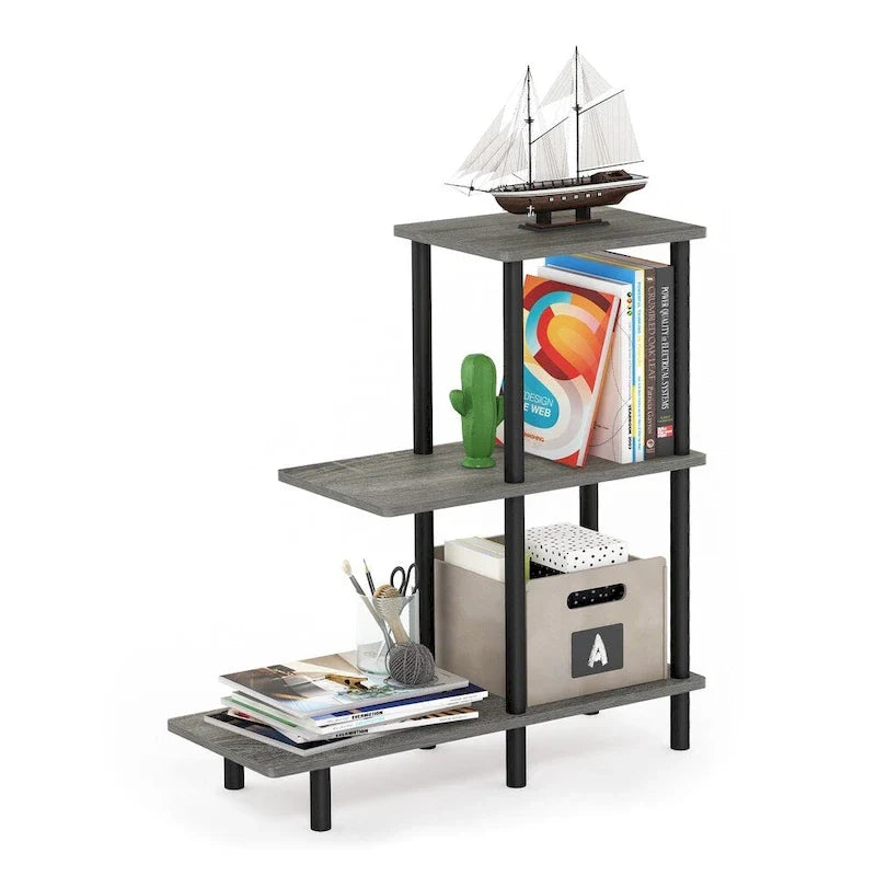 Furinno Turn-N-Tube Table d'appoint de canapé 3 étages, Espresso/Noir