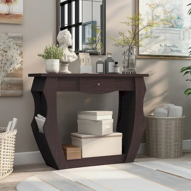 Caveline Console contemporaine noyer 39 pouces 1 tiroir par Furniture of America