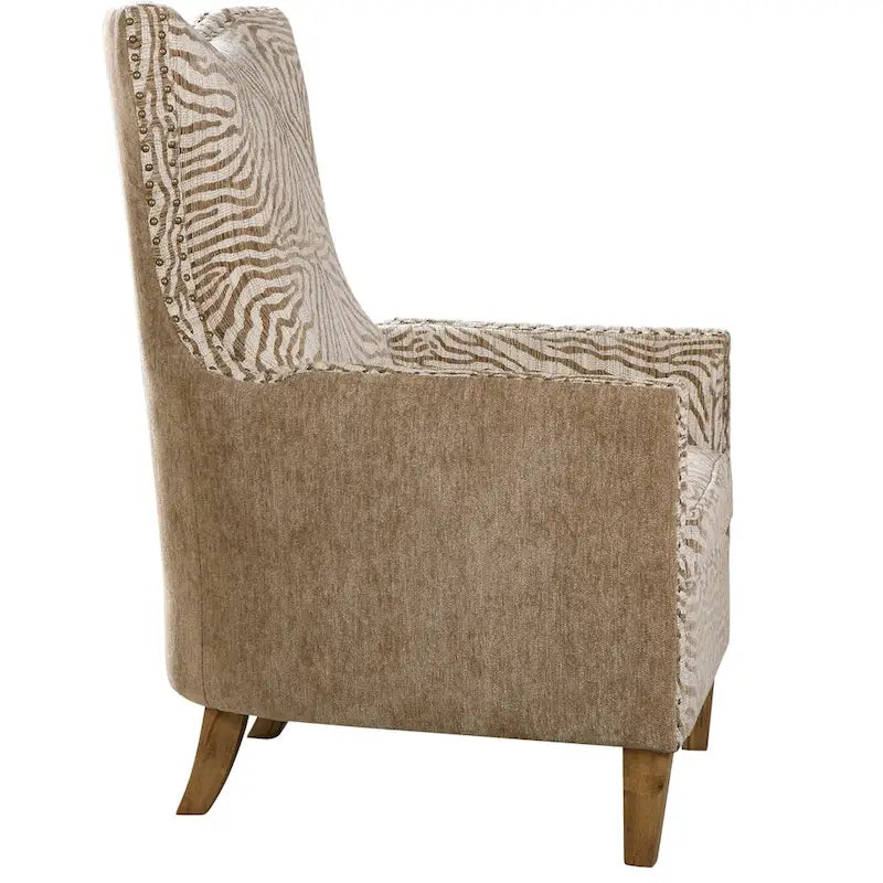 Fauteuil Uttermost Kiango, tons neutres et motif animalier