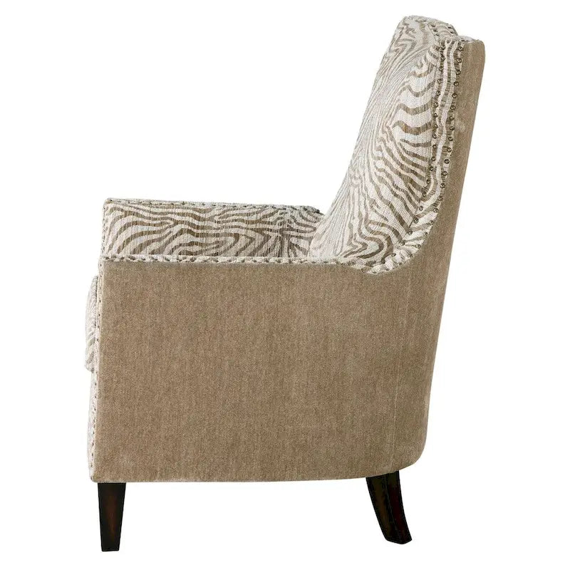 Fauteuil Uttermost Kiango, tons neutres et motif animalier