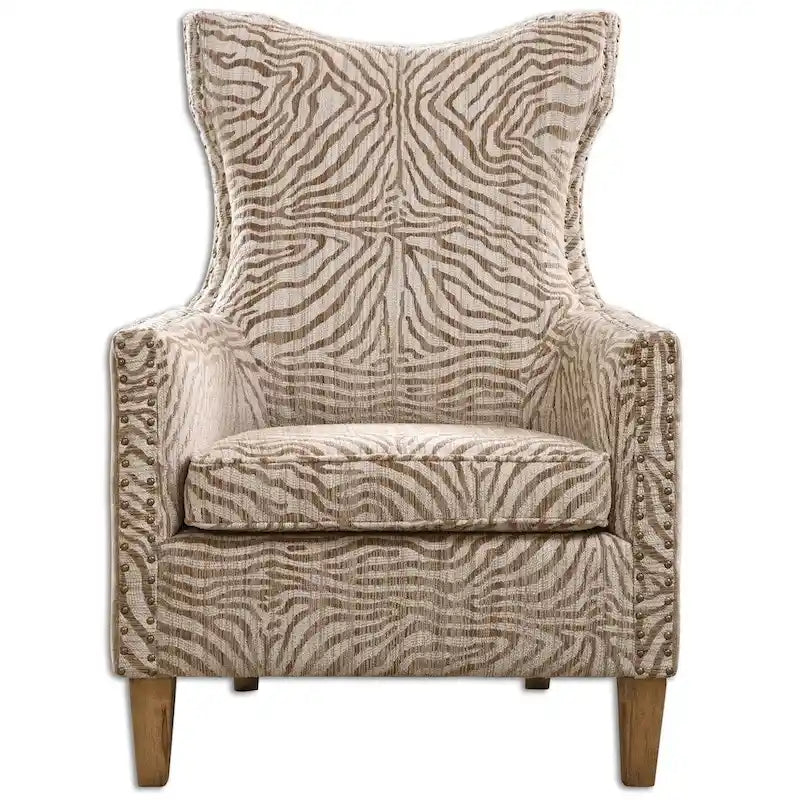 Fauteuil Uttermost Kiango, tons neutres et motif animalier