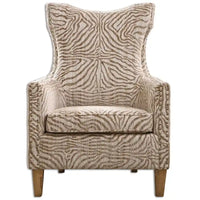 Fauteuil Uttermost Kiango, tons neutres et motif animalier
