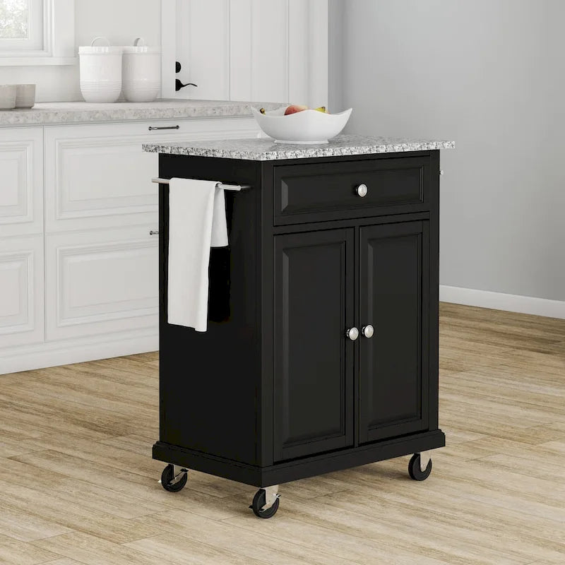 Dessertes/îlots Crosley avec plateau compact en granite gris et finition noire - 18p x 31l x 35,5h