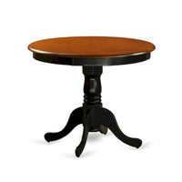 East West Furniture - Ensemble de table à manger 5 pièces - une table de cuisine ronde et 4 chaises de salle à manger, noir et cerisier (options d'assise)