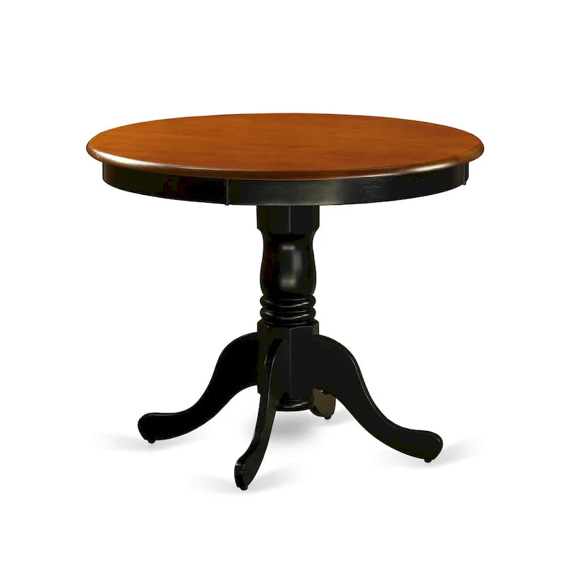 East West Furniture - Ensemble de table à manger 5 pièces - une table de cuisine ronde et 4 chaises de salle à manger, noir et cerisier (options d'assise)