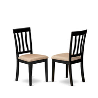 East West Furniture - Ensemble de table à manger 5 pièces - une table de cuisine ronde et 4 chaises de salle à manger, noir et cerisier (options d'assise)