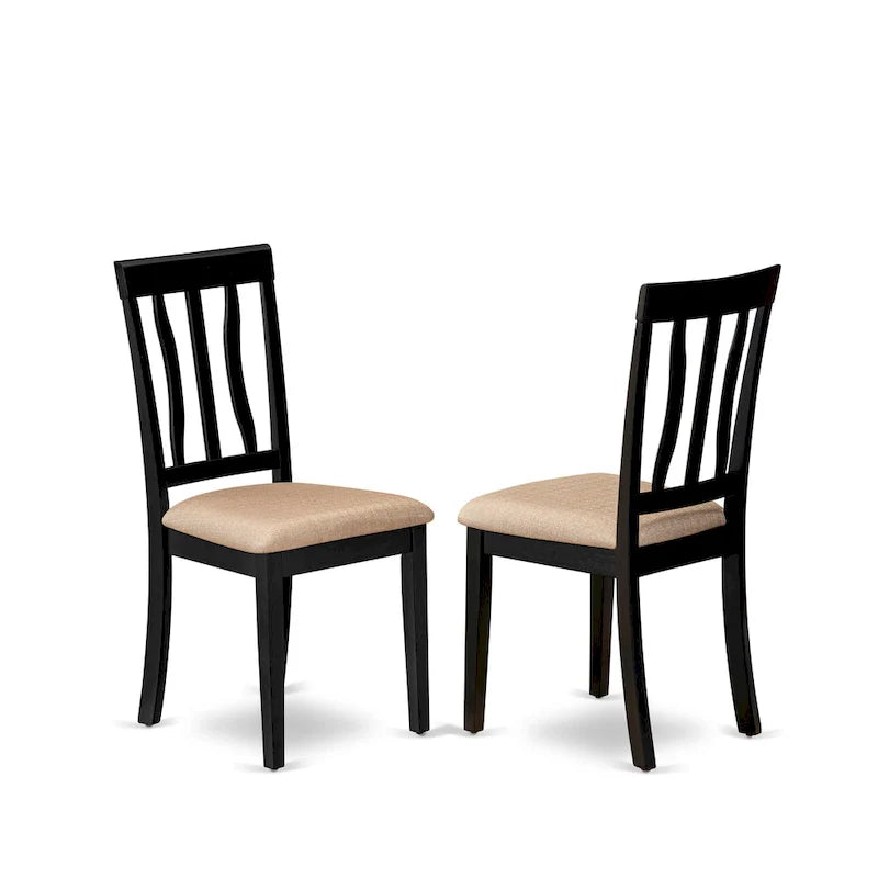 East West Furniture - Ensemble de table à manger 5 pièces - une table de cuisine ronde et 4 chaises de salle à manger, noir et cerisier (options d'assise)