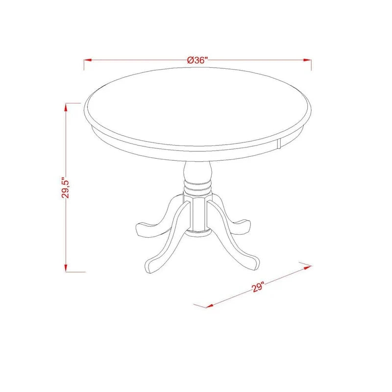 East West Furniture - Ensemble de table à manger 5 pièces - une table de cuisine ronde et 4 chaises de salle à manger, noir et cerisier (options d'assise)