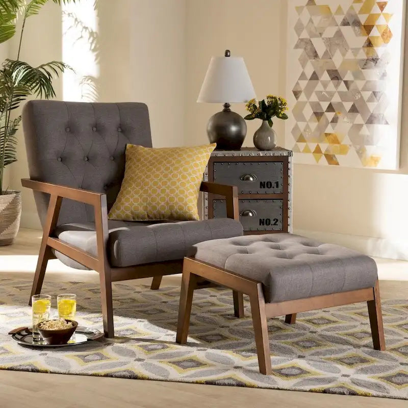 Ensemble fauteuil et repose-pieds rembourrés Carson Carrington Baberg