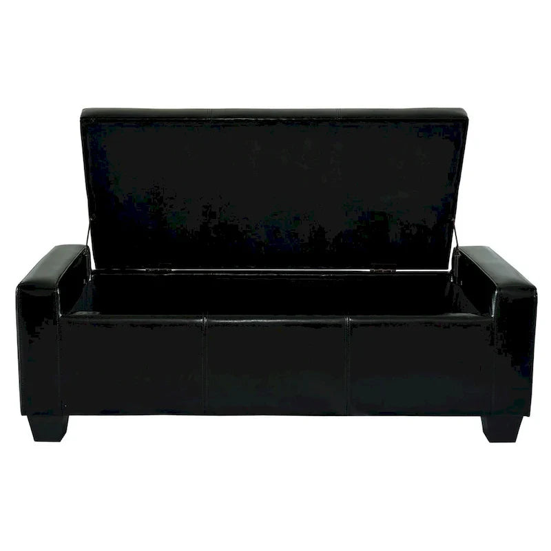 Banc de rangement ottoman Porch & Den Pickard en similicuir noir