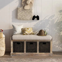 Banc de rangement d'entrée Merax avec 3 paniers amovibles et coussin