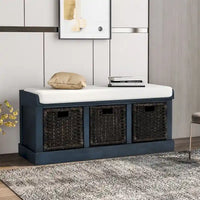 Banc de rangement d'entrée Merax avec 3 paniers amovibles et coussin