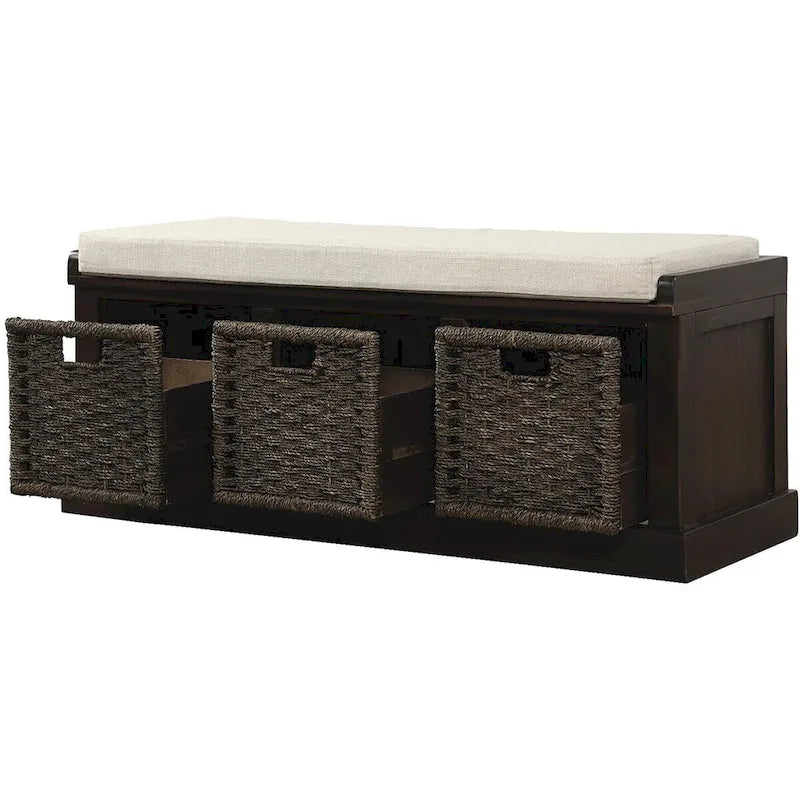 Banc de rangement d'entrée Merax avec 3 paniers amovibles et coussin