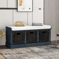 Banc de rangement d'entrée Merax avec 3 paniers amovibles et coussin