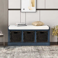 Banc de rangement d'entrée Merax avec 3 paniers amovibles et coussin
