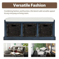 Banc de rangement d'entrée Merax avec 3 paniers amovibles et coussin