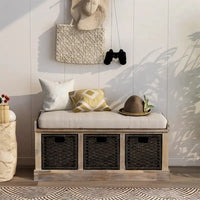 Banc de rangement d'entrée Merax avec 3 paniers amovibles et coussin