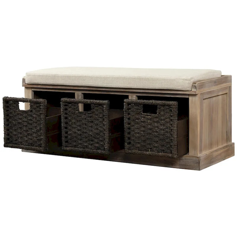 Banc de rangement d'entrée Merax avec 3 paniers amovibles et coussin