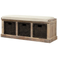 Banc de rangement d'entrée Merax avec 3 paniers amovibles et coussin