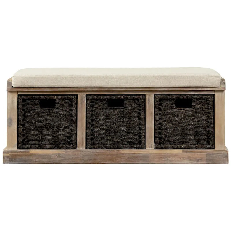 Banc de rangement d'entrée Merax avec 3 paniers amovibles et coussin