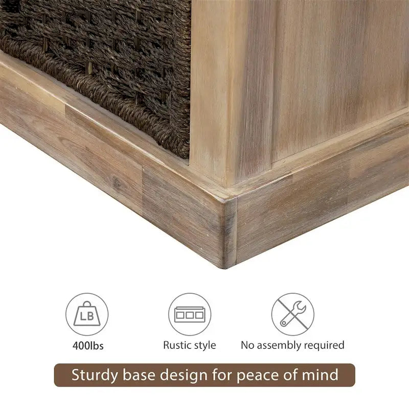 Banc de rangement d'entrée Merax avec 3 paniers amovibles et coussin