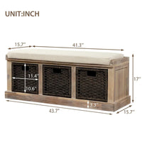 Banc de rangement d'entrée Merax avec 3 paniers amovibles et coussin