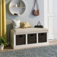 Banc de rangement d'entrée Merax avec 3 paniers amovibles et coussin