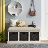 Banc de rangement d'entrée Merax avec 3 paniers amovibles et coussin