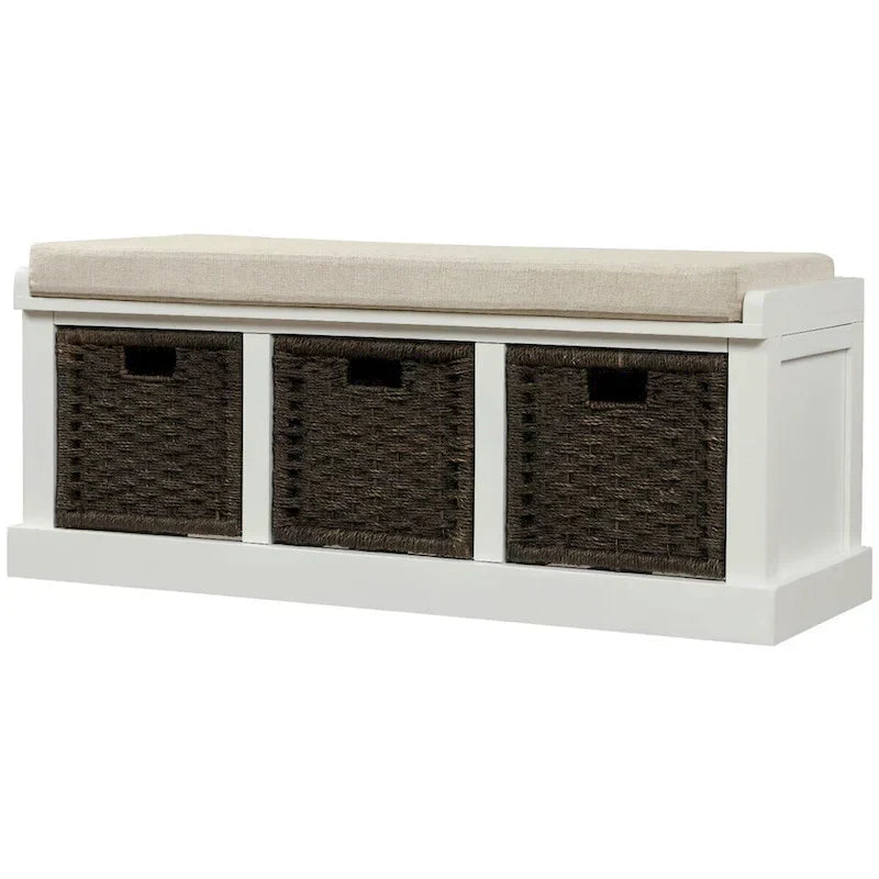 Banc de rangement d'entrée Merax avec 3 paniers amovibles et coussin