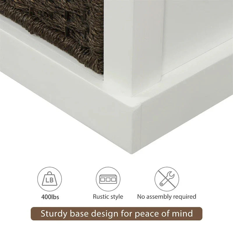 Banc de rangement d'entrée Merax avec 3 paniers amovibles et coussin