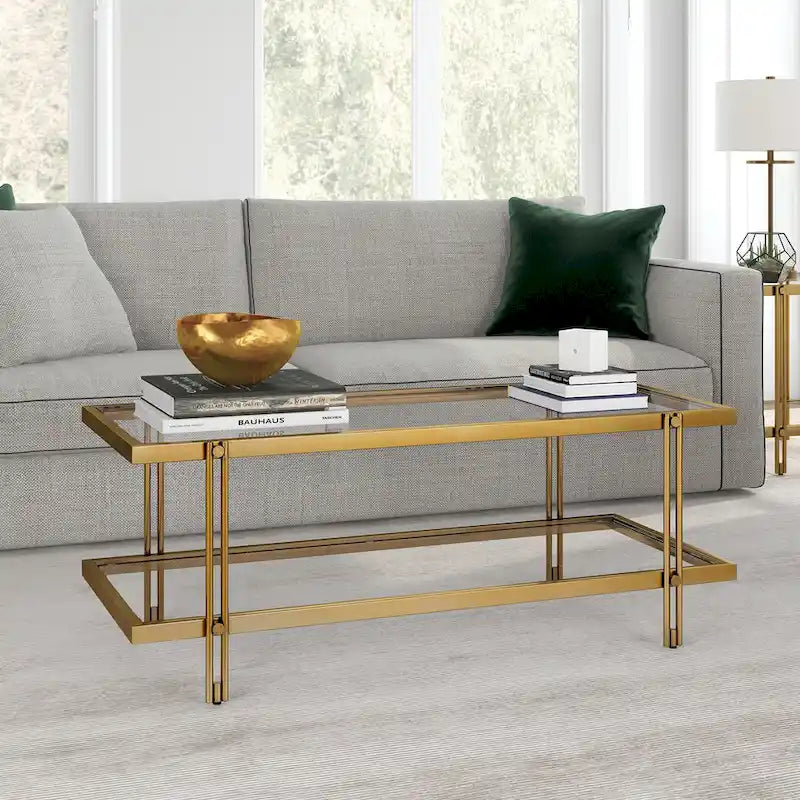 Table basse Inez en acier et verre au design moderne