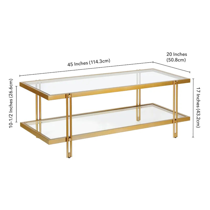 Table basse Inez moderne en acier et verre