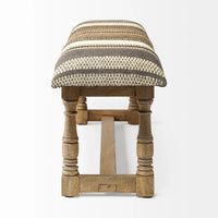 Banc d'appoint Greenfield I en jute à motifs marron et beige avec cadre en bois - 59W x 14.3D x 19H