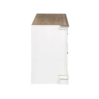 Meuble TV de divertissement Magnolia Manor blanc antique et écorce vieillie - 73 po de large