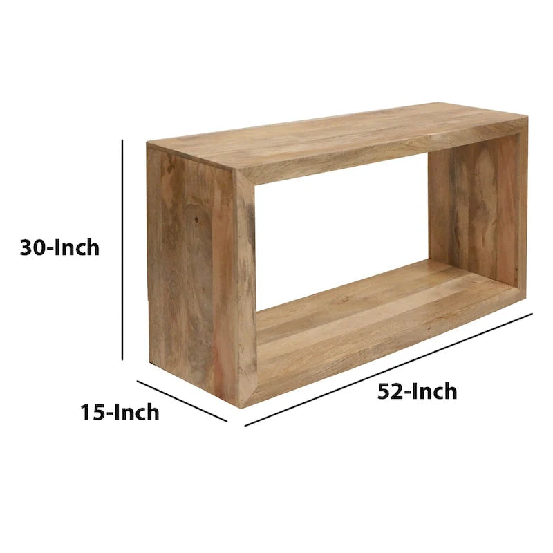 Console buffet Keli 52 pouces en bois de manguier, cube ouvert, 1 étagère