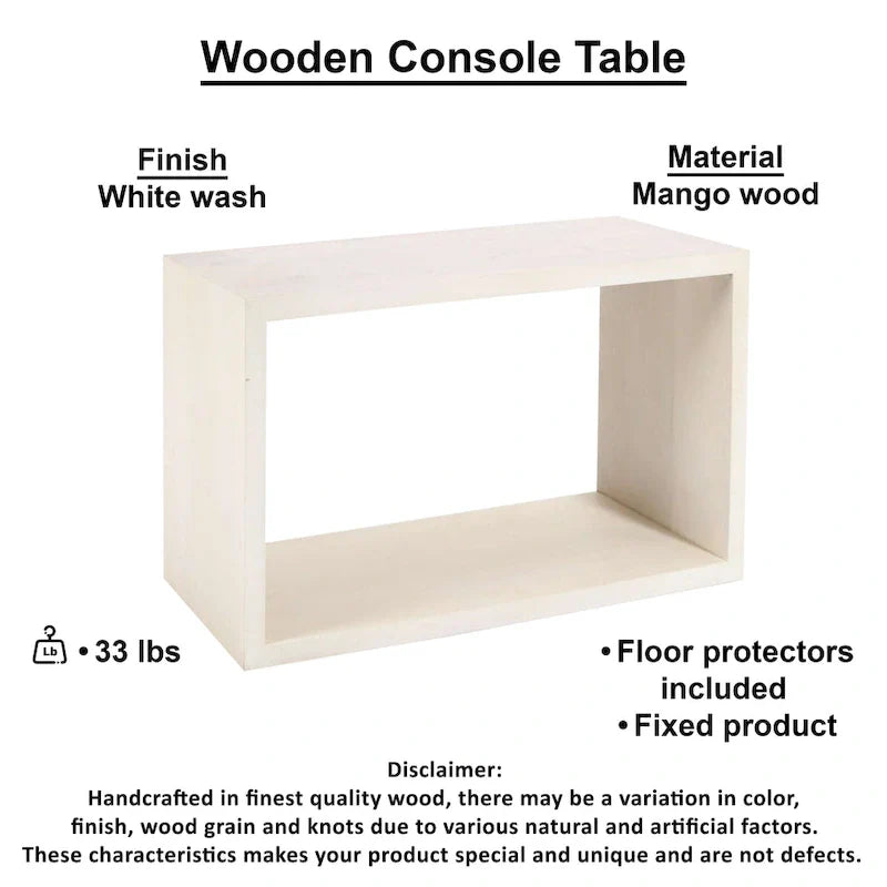 Console buffet Keli 52 pouces en bois de manguier, cube ouvert, 1 étagère