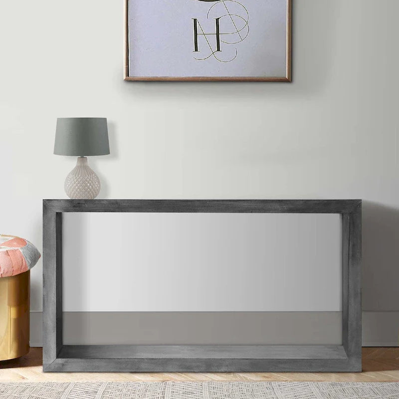 Console buffet Keli 52 pouces en bois de manguier, cube ouvert, 1 étagère