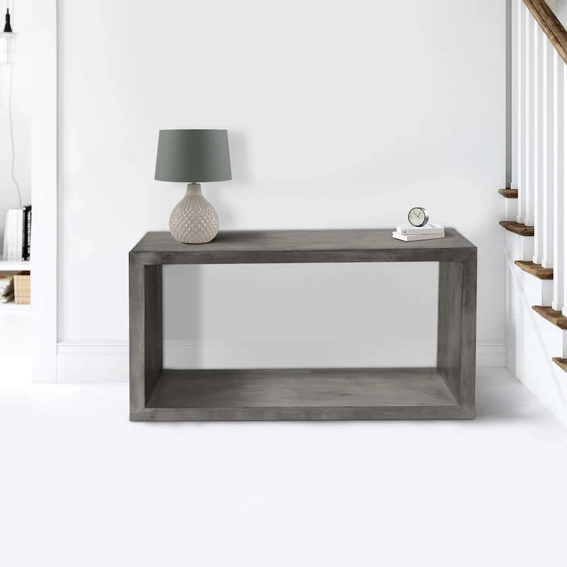Console buffet Keli 52 pouces en bois de manguier, cube ouvert, 1 étagère