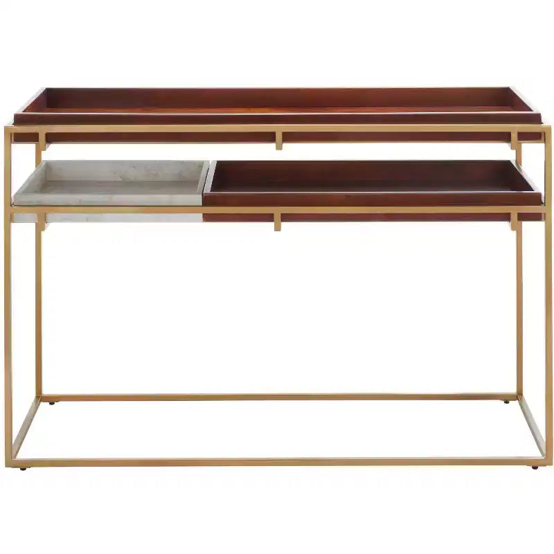 Console Akari en marbre - CNS3700A - Marron/Blanc - Safavieh