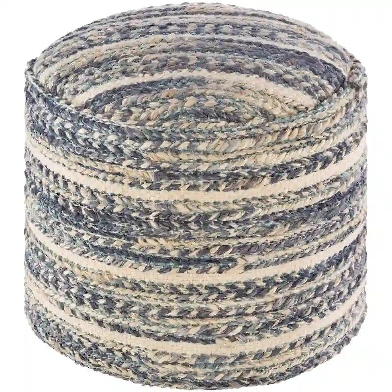 Pouf cylindrique tressé Solene Bohemian de 18 pouces