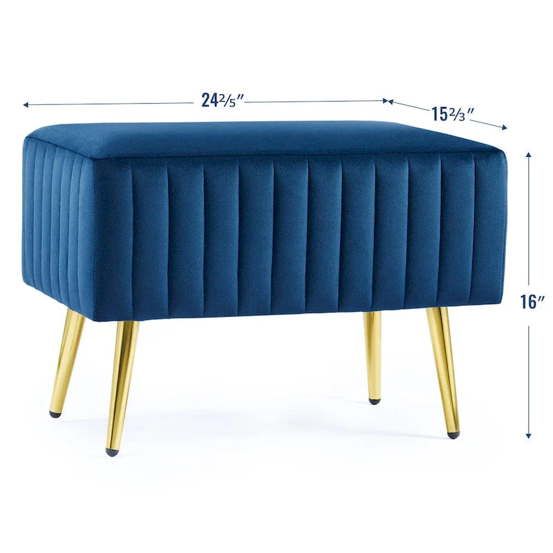 Banc d'entrée moderne CO-Z de 24 pouces, rembourré avec assise en velours