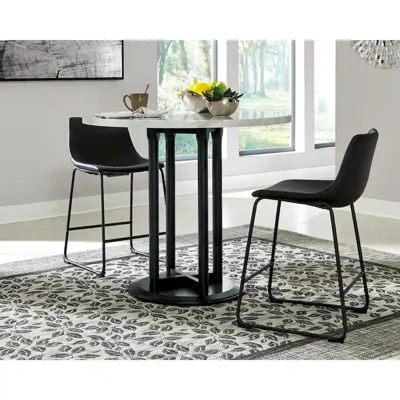 Centiar Table ronde hauteur comptoir blanc/noir