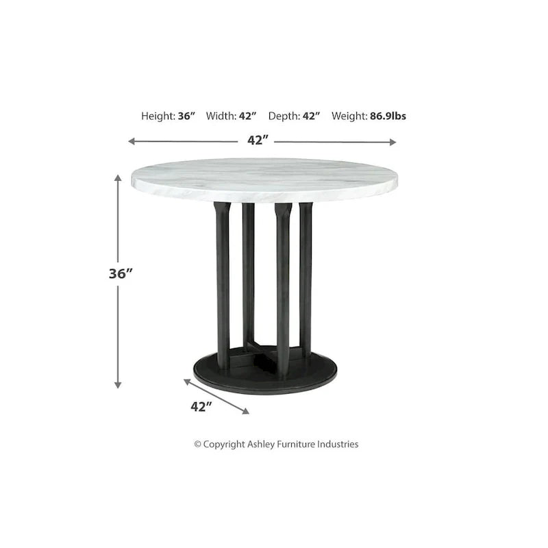 Centiar Table ronde hauteur comptoir blanc/noir