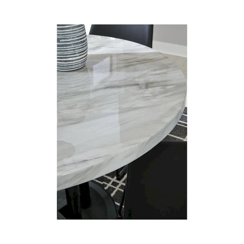 Centiar Table ronde hauteur comptoir blanc/noir
