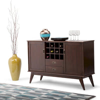WYNDENHALL Tierney Buffet/Bahut et casier à vin en bois massif de 54 pouces de large, style Mid-Century - 54 L x 17 P x 36 H