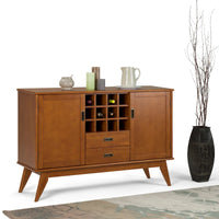 WYNDENHALL Tierney Buffet/Bahut et casier à vin en bois massif de 54 pouces de large, style Mid-Century - 54 L x 17 P x 36 H