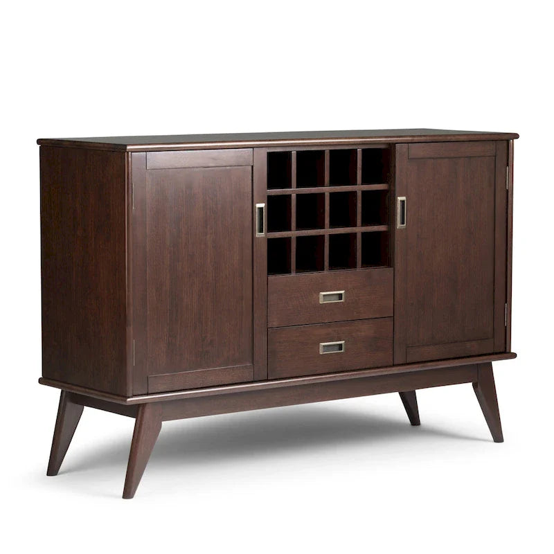 WYNDENHALL Tierney Buffet/Bahut et casier à vin en bois massif de 54 pouces de large, style Mid-Century - 54 L x 17 P x 36 H