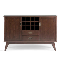 WYNDENHALL Tierney Buffet/Bahut et casier à vin en bois massif de 54 pouces de large, style Mid-Century - 54 L x 17 P x 36 H